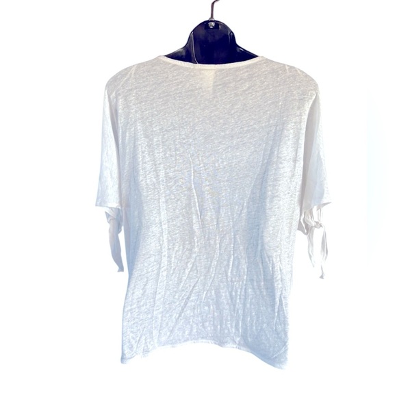 H&M women’s linen V neck lightweight beachy top ties at sleeve sz small preloved - Picture 5 of 6
